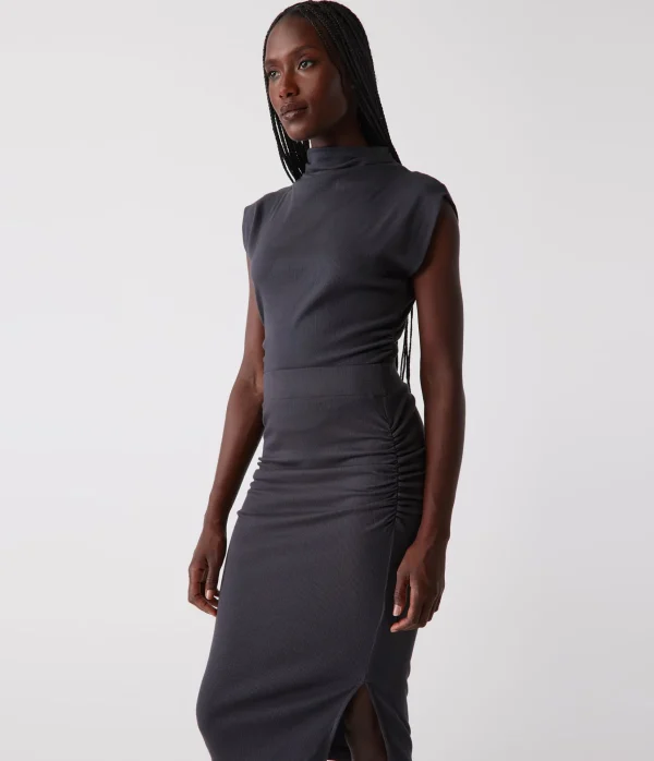 Michael Stars Rae Ribbed Skirt with Slit- Pants, Shorts & Skirts