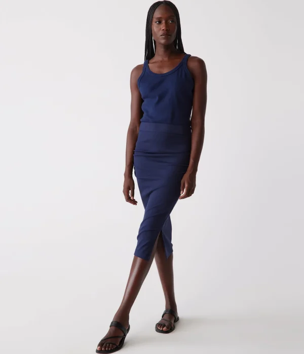 Michael Stars Rae Ribbed Skirt with Slit- Pants, Shorts & Skirts