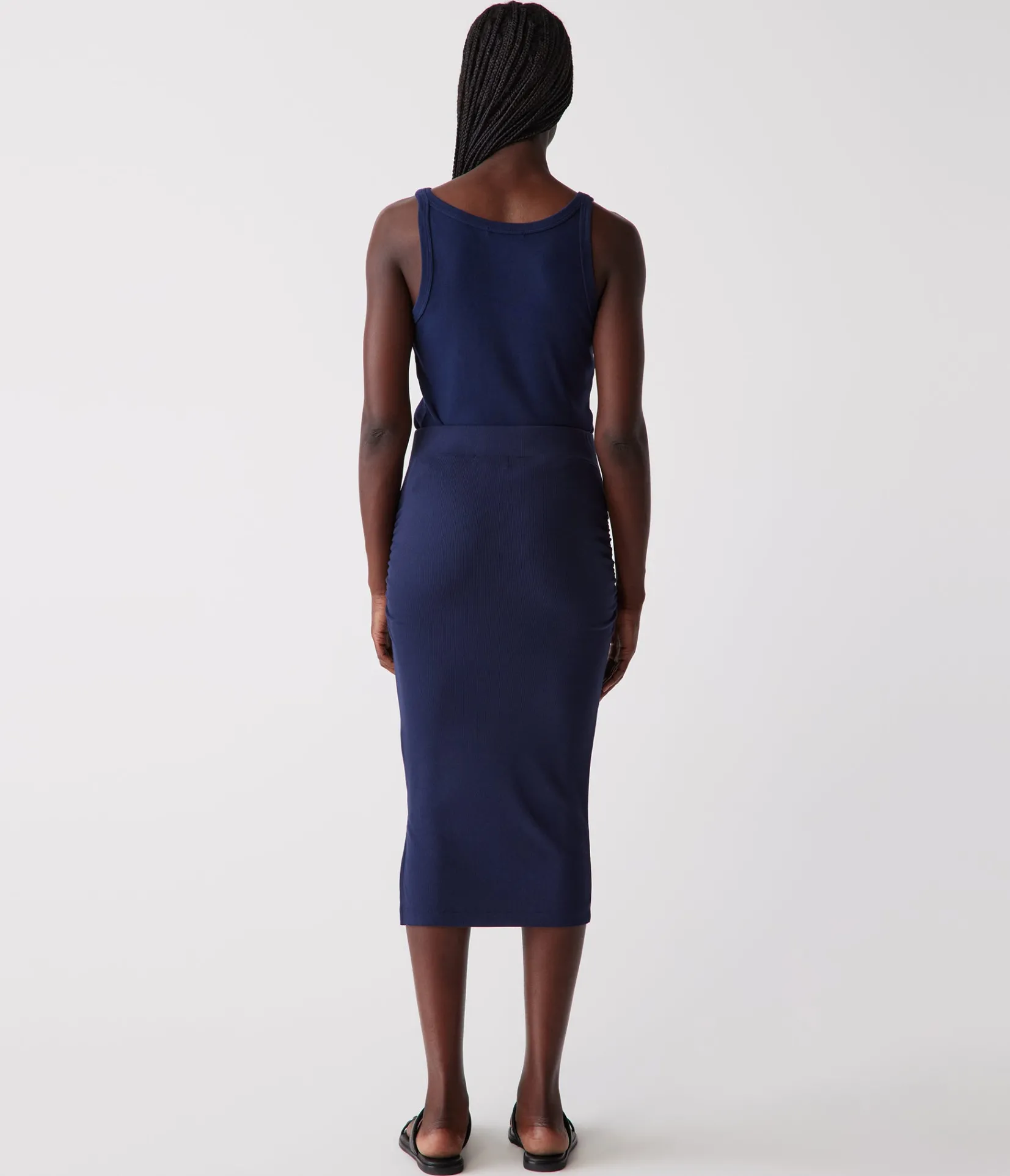 rae_ribbed_skirt_with_slit_45.webp Michael Stars Rae Ribbed Skirt with Slit- Pants, Shorts & Skirts