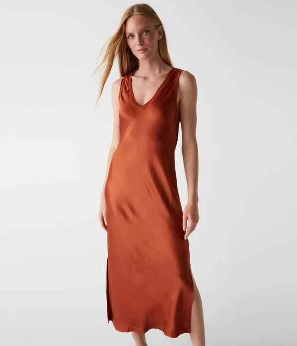 Michael Stars Randi Satin Midi Dress- Dresses | Midi Dresses