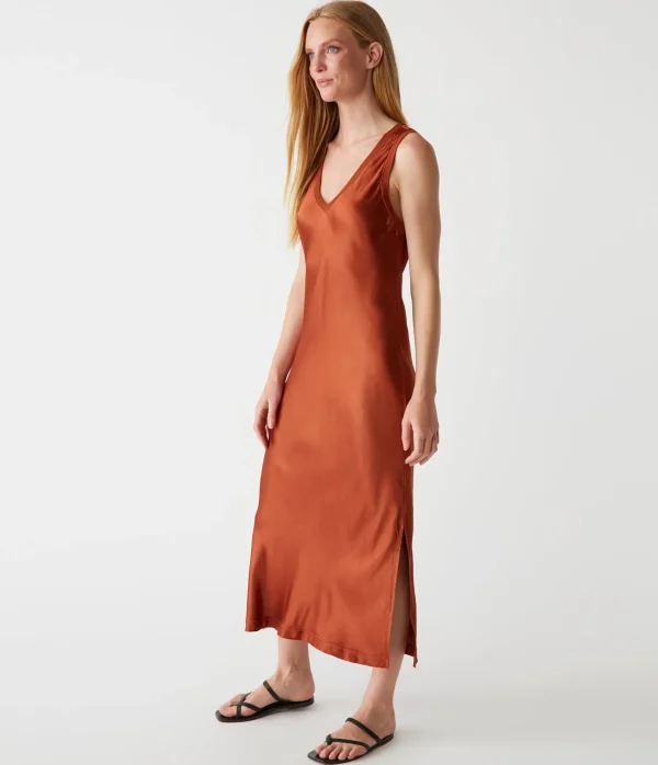 Michael Stars Randi Satin Midi Dress- Dresses | Midi Dresses