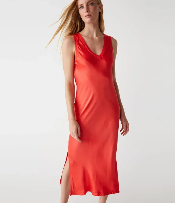 Michael Stars Randi Satin Midi Dress- Dresses | Midi Dresses