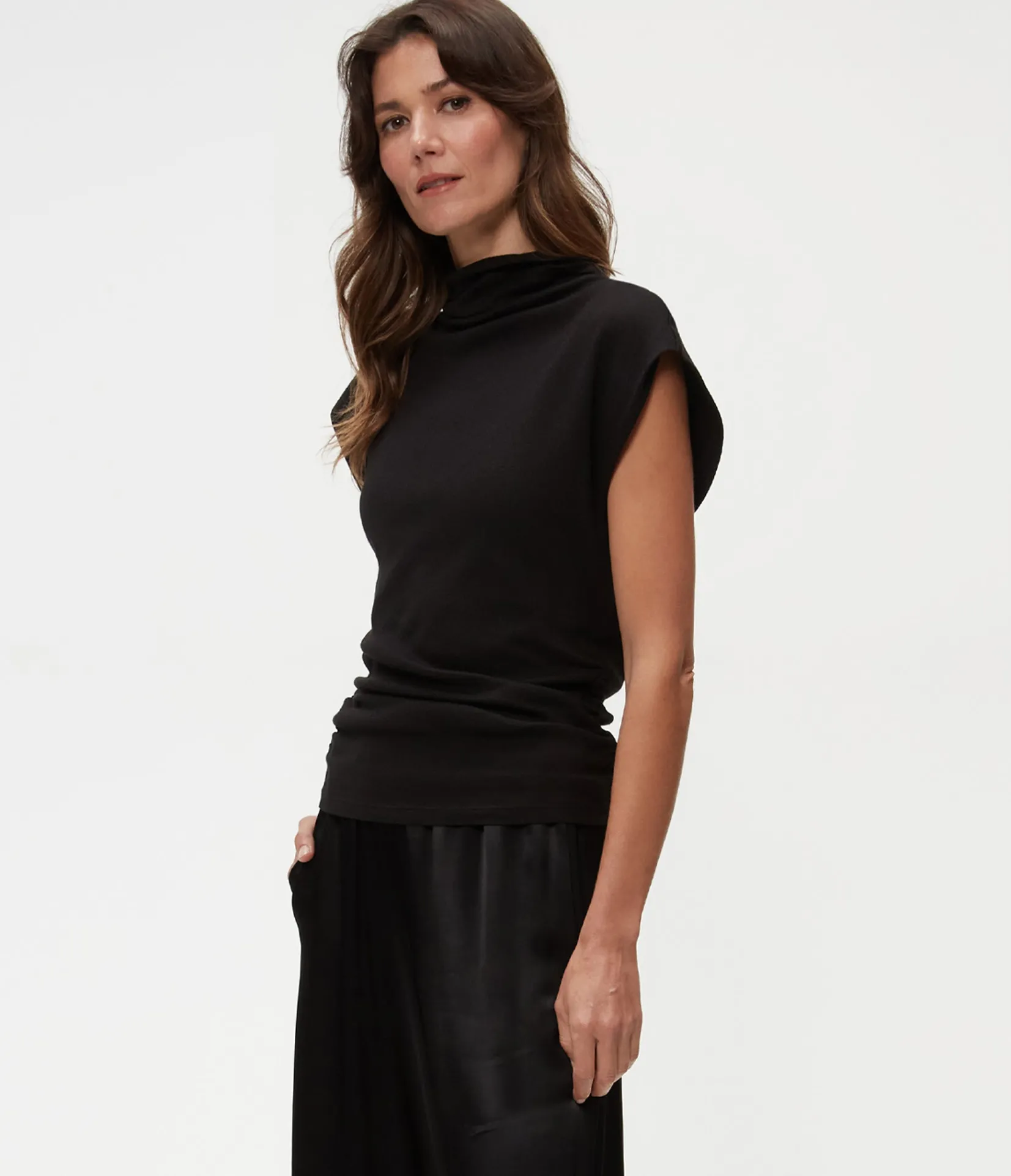 reese_shine_power_shoulder_top_11.webp Michael Stars Reese Shine Power Shoulder Top- Tops, Blouses & Shirts | T-Shirts