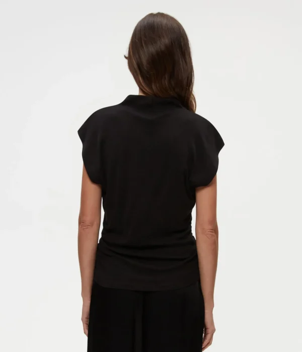 Michael Stars Reese Shine Power Shoulder Top- Tops, Blouses & Shirts | T-Shirts