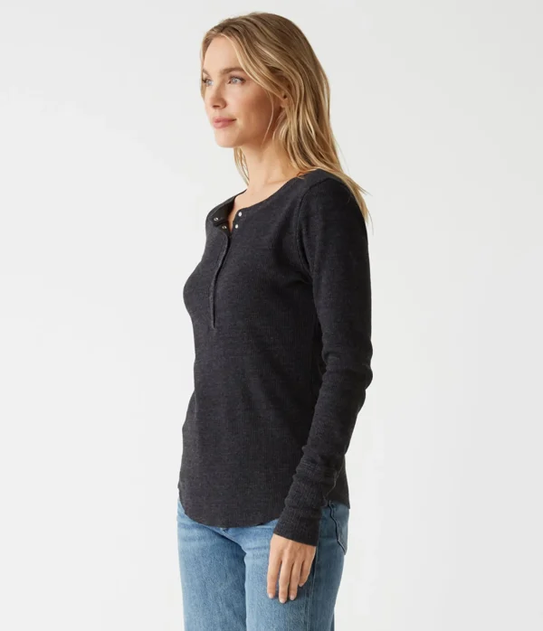 Michael Stars Regan Thermal Henley Tee- T-Shirts | Loungewear