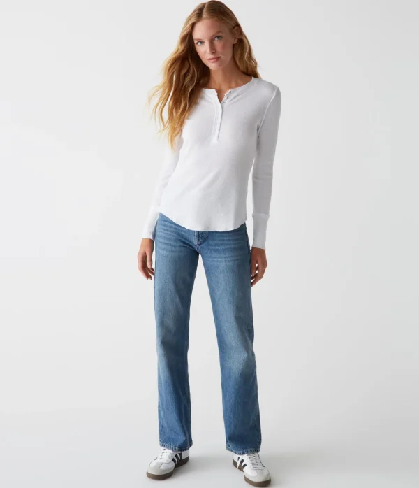 Michael Stars Regan Thermal Henley Tee- T-Shirts | Loungewear
