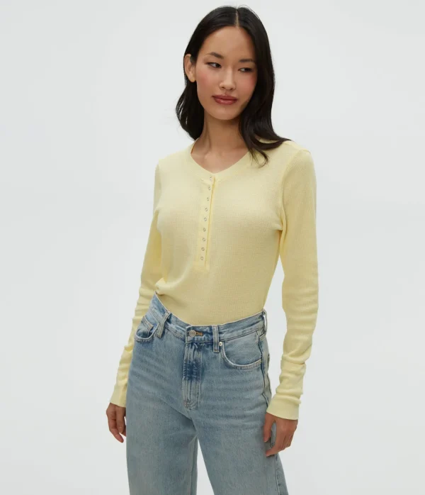 Michael Stars Regan Thermal Henley Tee- T-Shirts | Loungewear