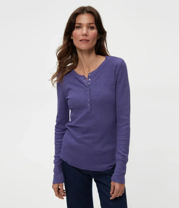 Michael Stars Regan Thermal Henley Tee- T-Shirts | Loungewear