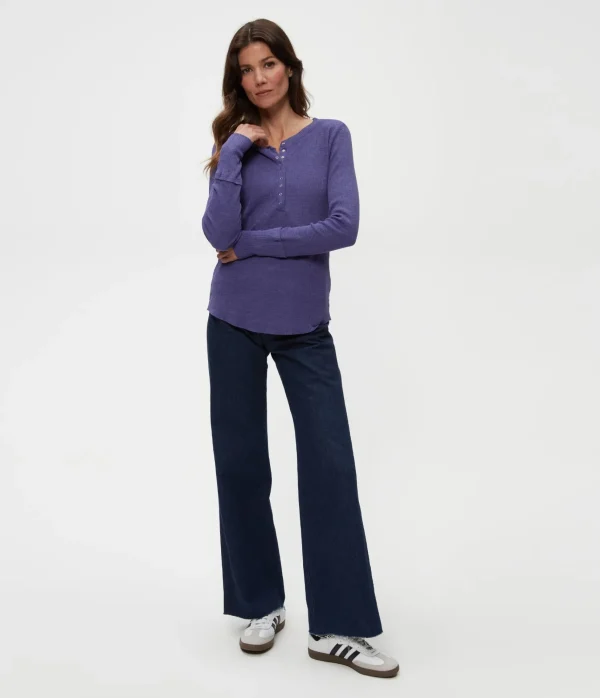 Michael Stars Regan Thermal Henley Tee- T-Shirts | Loungewear