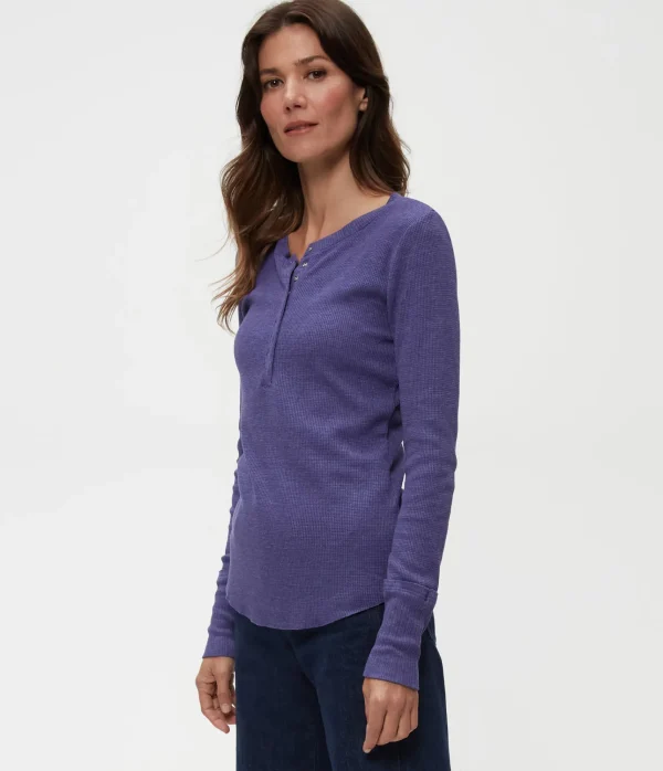 Michael Stars Regan Thermal Henley Tee- T-Shirts | Loungewear
