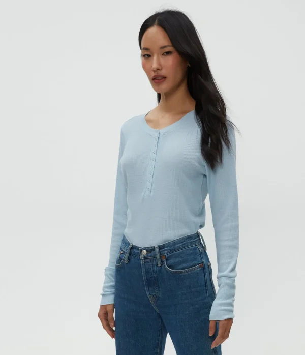 Michael Stars Regan Thermal Henley Tee- T-Shirts | Loungewear