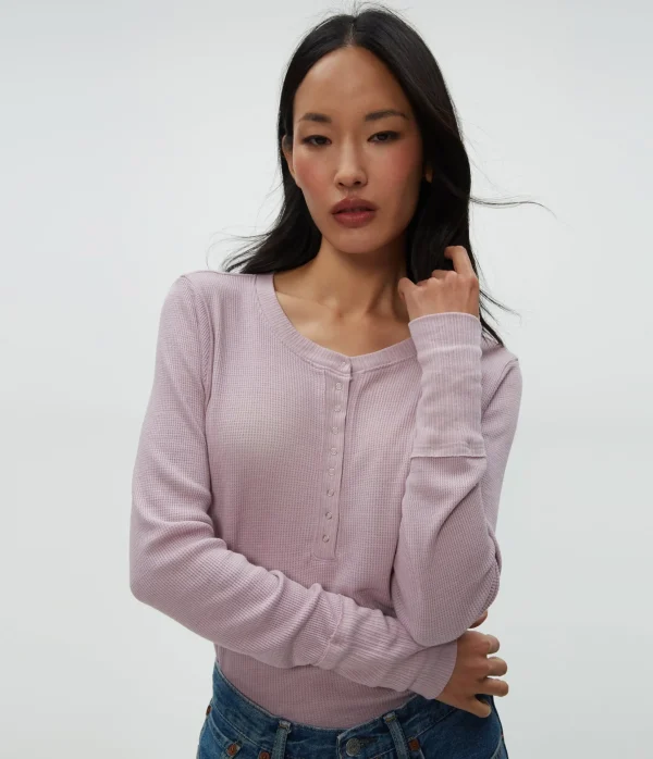 Michael Stars Regan Thermal Henley Tee- T-Shirts | Loungewear