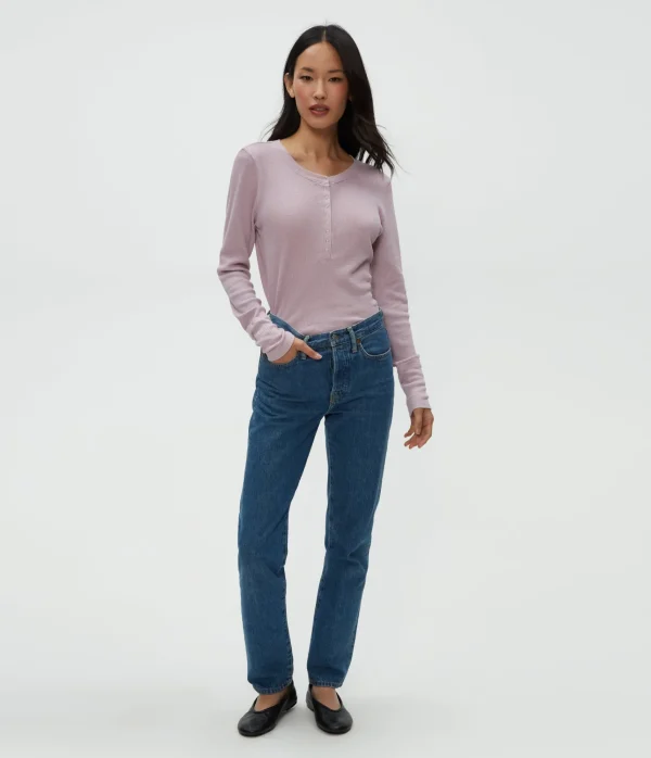 Michael Stars Regan Thermal Henley Tee- T-Shirts | Loungewear