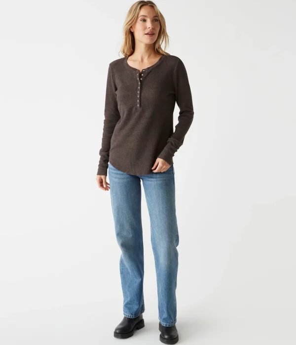 Michael Stars Regan Thermal Henley Tee- T-Shirts | Loungewear