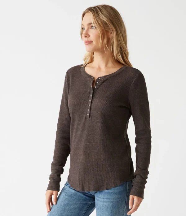 Michael Stars Regan Thermal Henley Tee- T-Shirts | Loungewear