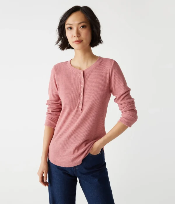 Michael Stars Regan Thermal Henley Tee- T-Shirts | Loungewear
