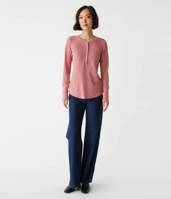 Michael Stars Regan Thermal Henley Tee- T-Shirts | Loungewear