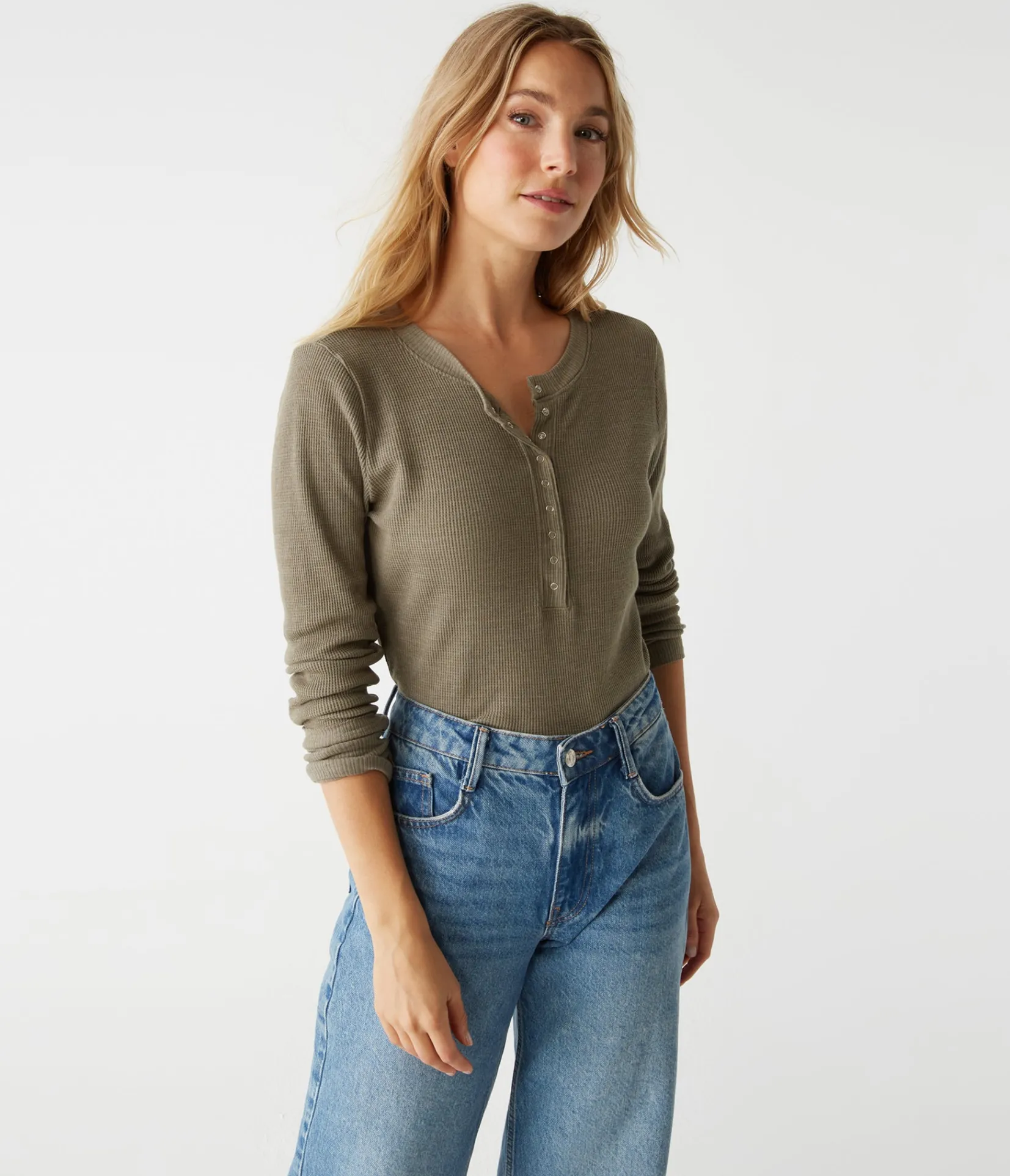 regan_thermal_henley_tee_49.webp Michael Stars Regan Thermal Henley Tee- T-Shirts | Loungewear