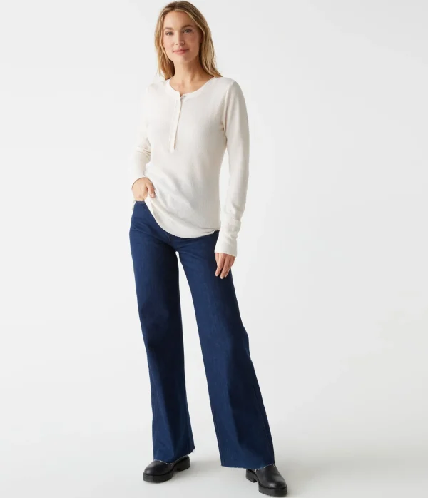 Michael Stars Regan Thermal Henley Tee- T-Shirts | Loungewear