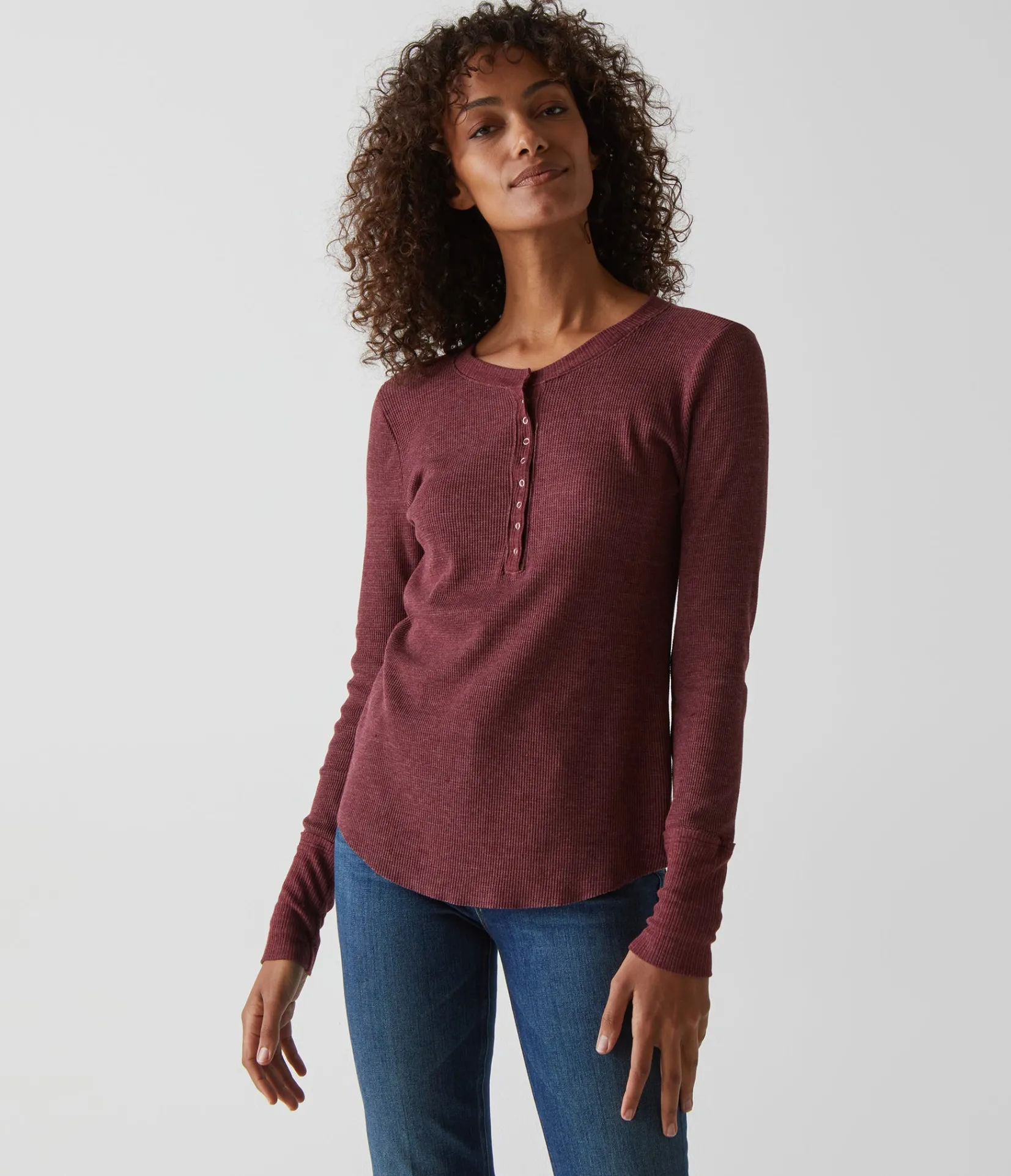regan_thermal_henley_tee_53.webp Michael Stars Regan Thermal Henley Tee- T-Shirts | Loungewear