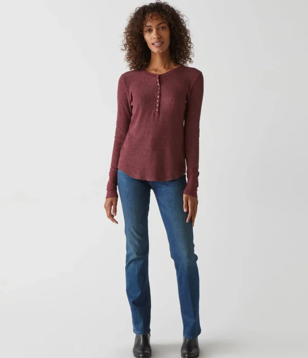 Michael Stars Regan Thermal Henley Tee- T-Shirts | Loungewear