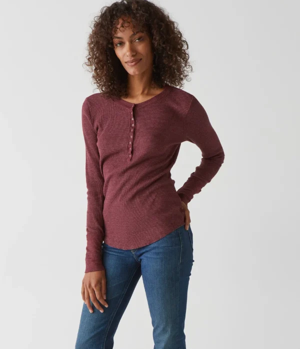 Michael Stars Regan Thermal Henley Tee- T-Shirts | Loungewear