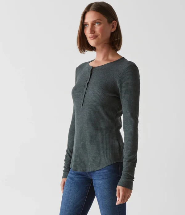 Michael Stars Regan Thermal Henley Tee- T-Shirts | Loungewear