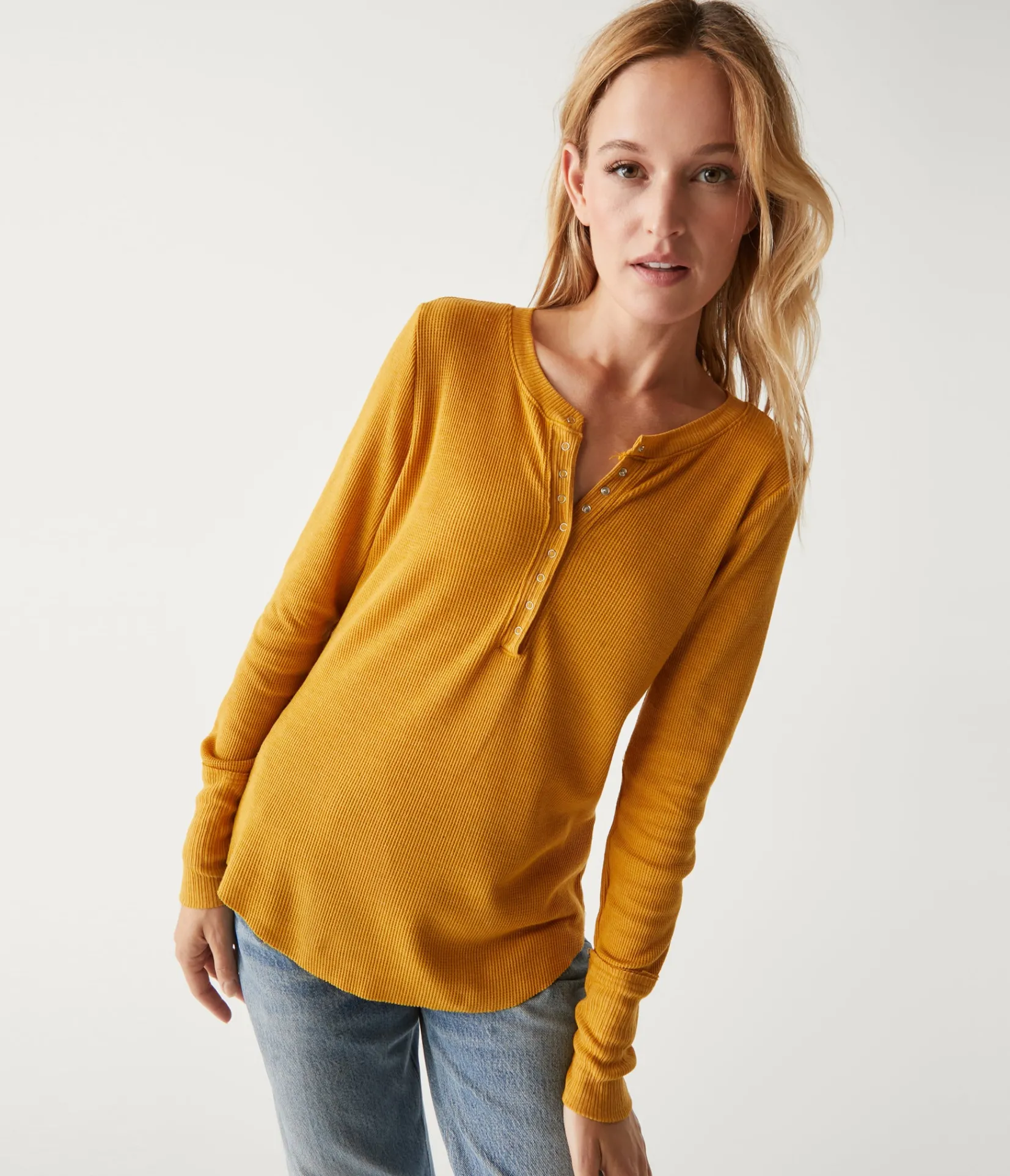 regan_thermal_henley_tee_63.webp Michael Stars Regan Thermal Henley Tee- T-Shirts | Loungewear