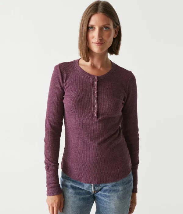 Michael Stars Regan Thermal Henley Tee- T-Shirts | Loungewear