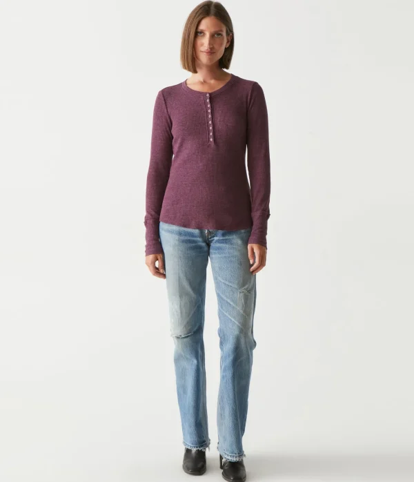 Michael Stars Regan Thermal Henley Tee- T-Shirts | Loungewear