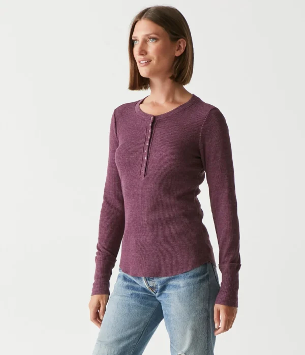 Michael Stars Regan Thermal Henley Tee- T-Shirts | Loungewear