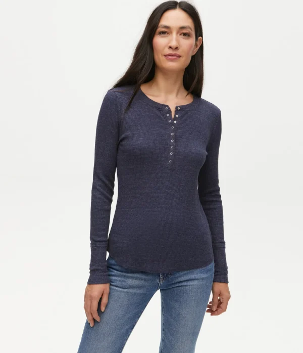 Michael Stars Regan Thermal Henley Tee- T-Shirts | Loungewear