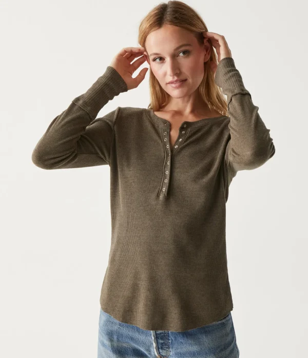 Michael Stars Regan Thermal Henley Tee- T-Shirts | Loungewear