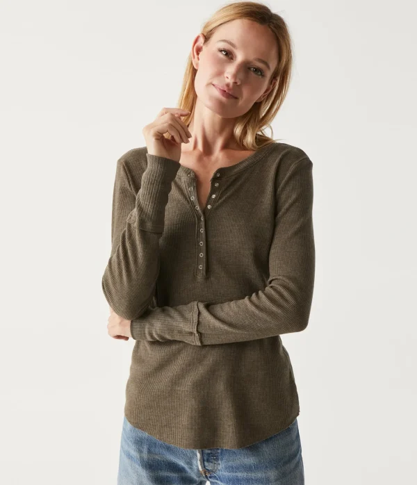 Michael Stars Regan Thermal Henley Tee- T-Shirts | Loungewear