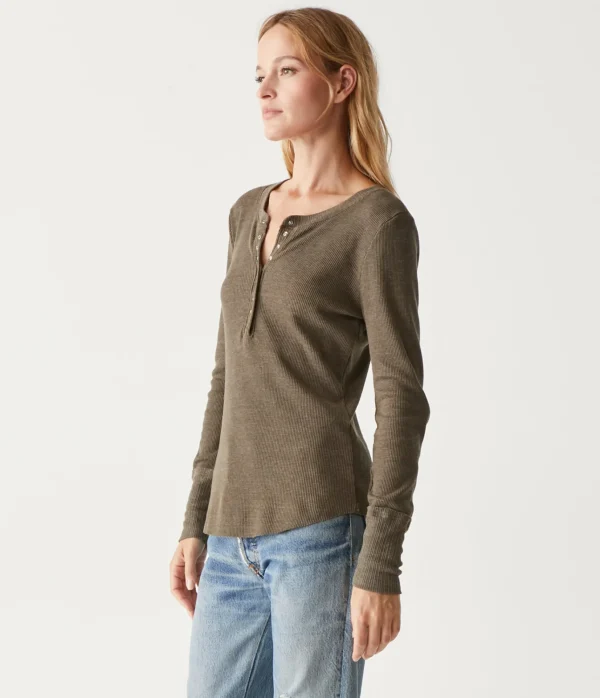 Michael Stars Regan Thermal Henley Tee- T-Shirts | Loungewear