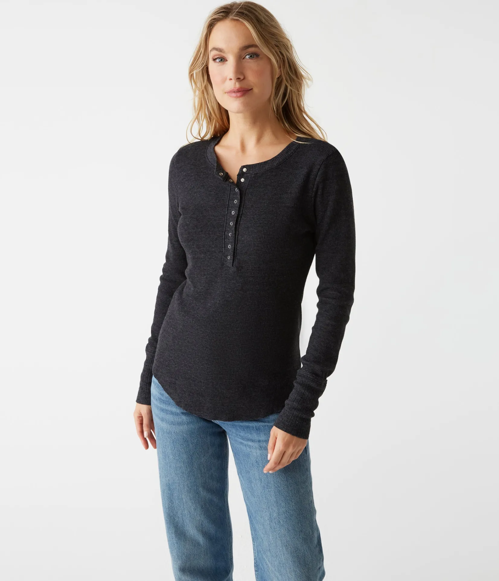 regan_thermal_henley_tee_8.webp Michael Stars Regan Thermal Henley Tee- T-Shirts | Loungewear