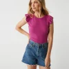 Michael Stars Rina Flutter Sleeve Top- T-Shirts | Tank Tops