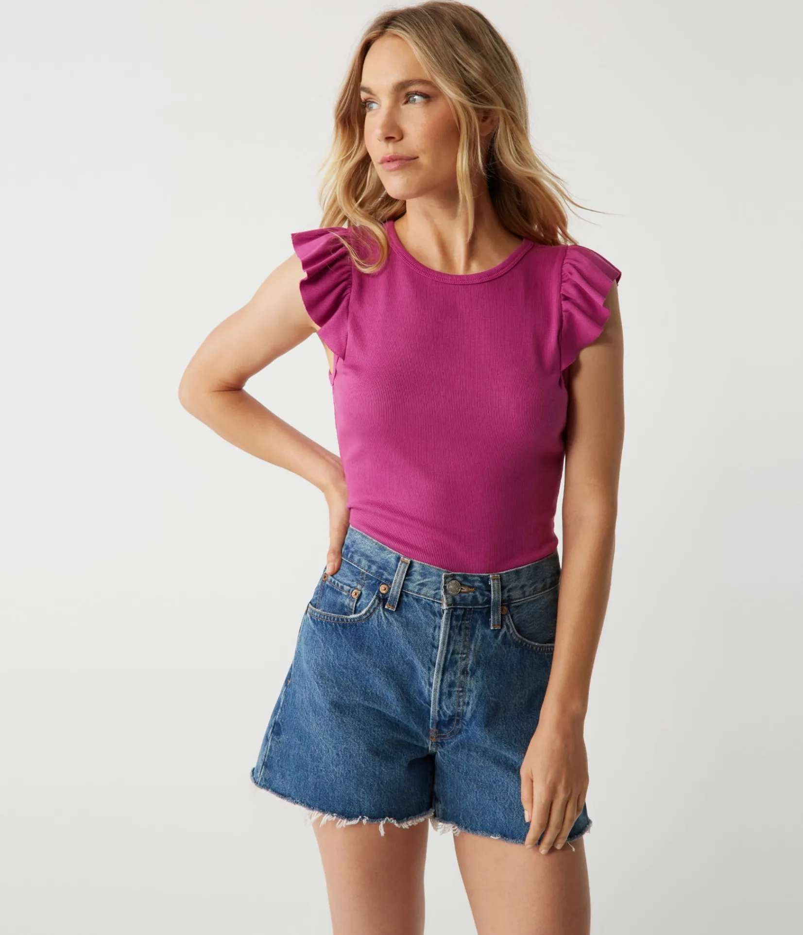 rina_flutter_sleeve_top_0.webp Michael Stars Rina Flutter Sleeve Top- T-Shirts | Tank Tops