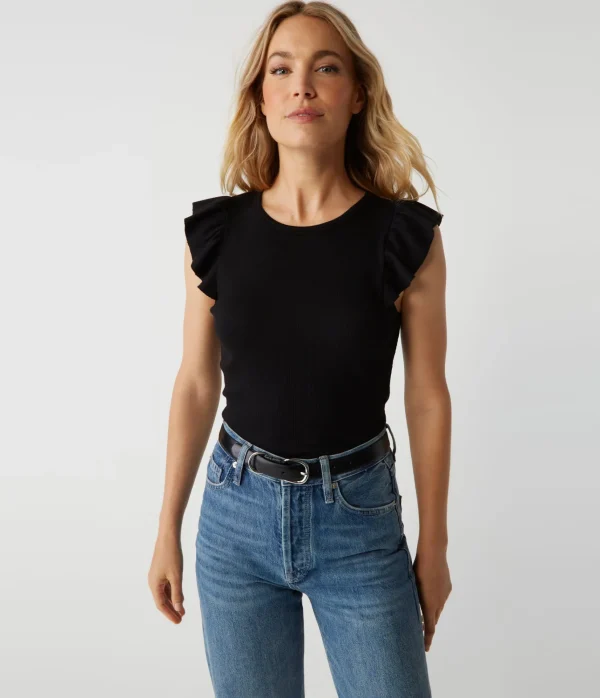 Michael Stars Rina Flutter Sleeve Top- T-Shirts | Tank Tops
