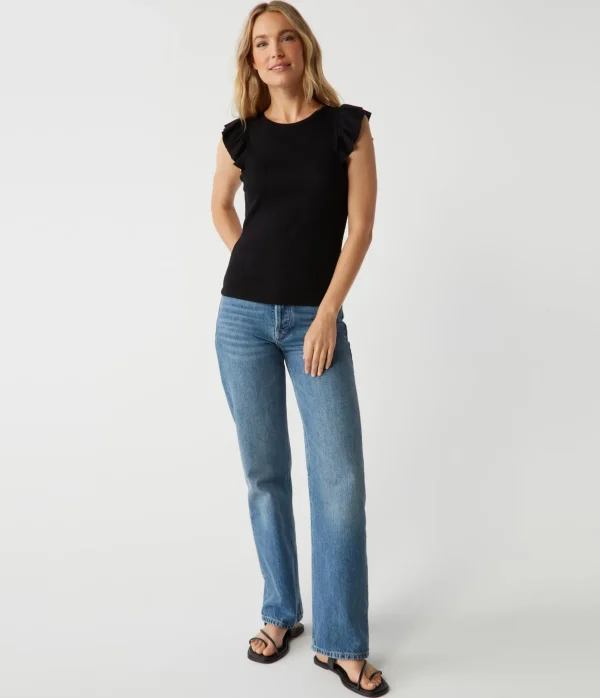 Michael Stars Rina Flutter Sleeve Top- T-Shirts | Tank Tops