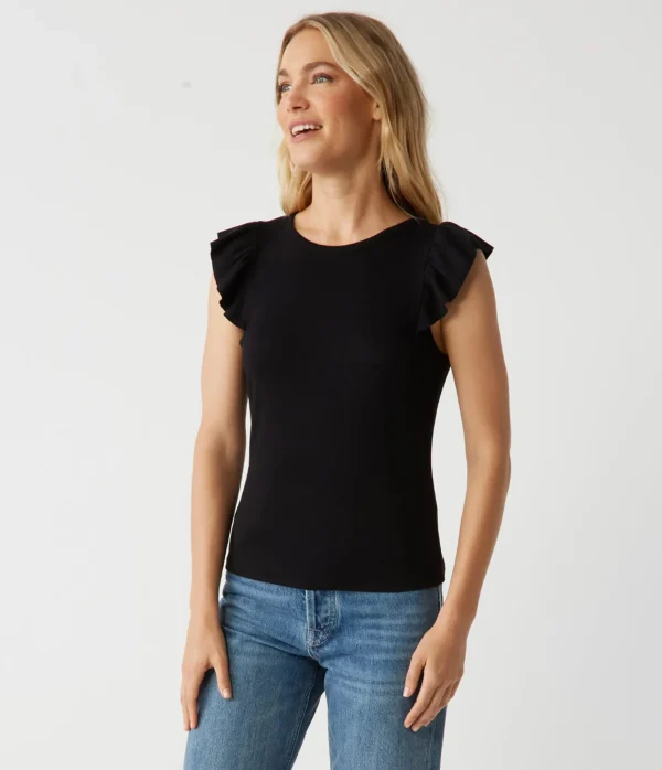 Michael Stars Rina Flutter Sleeve Top- T-Shirts | Tank Tops