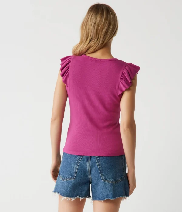 Michael Stars Rina Flutter Sleeve Top- T-Shirts | Tank Tops