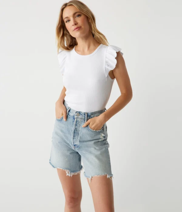 Michael Stars Rina Flutter Sleeve Top- T-Shirts | Tank Tops