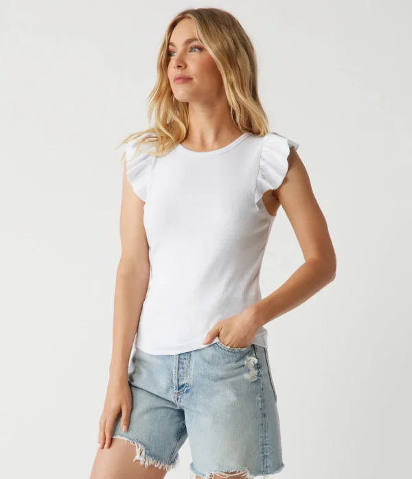 Michael Stars Rina Flutter Sleeve Top- T-Shirts | Tank Tops