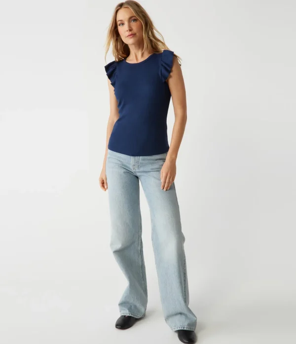 Michael Stars Rina Flutter Sleeve Top- T-Shirts | Tank Tops