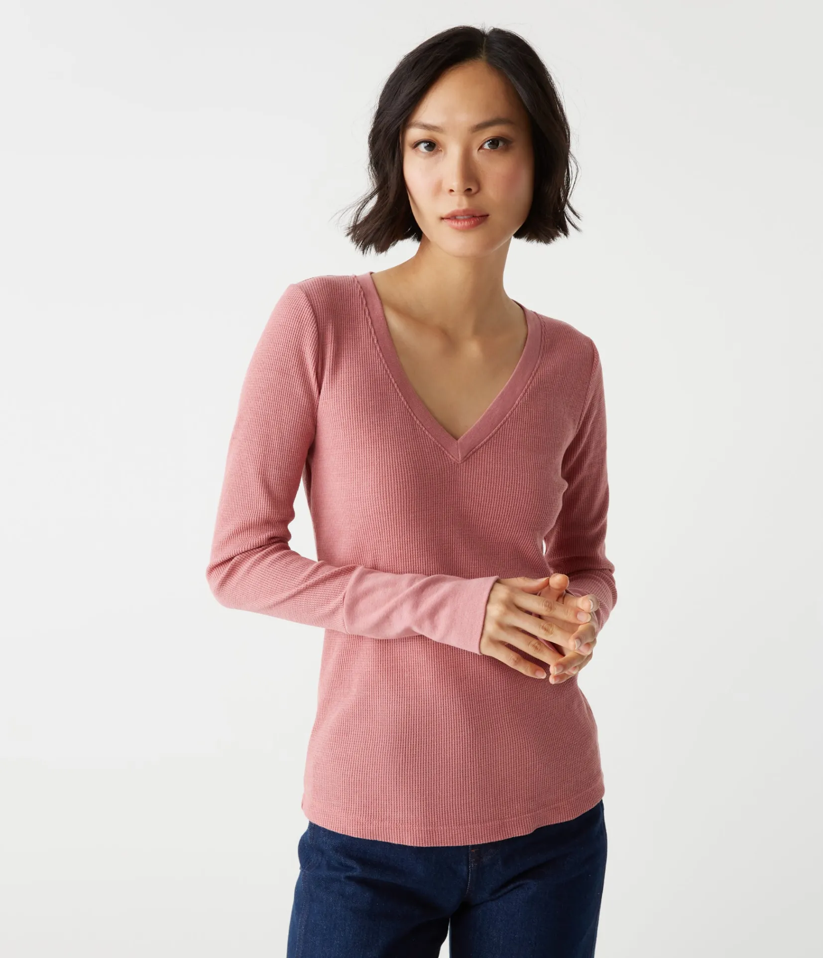 romeo_thermal_vneck_tee_0.webp Michael Stars Romeo Thermal V-Neck Tee- T-Shirts | Loungewear