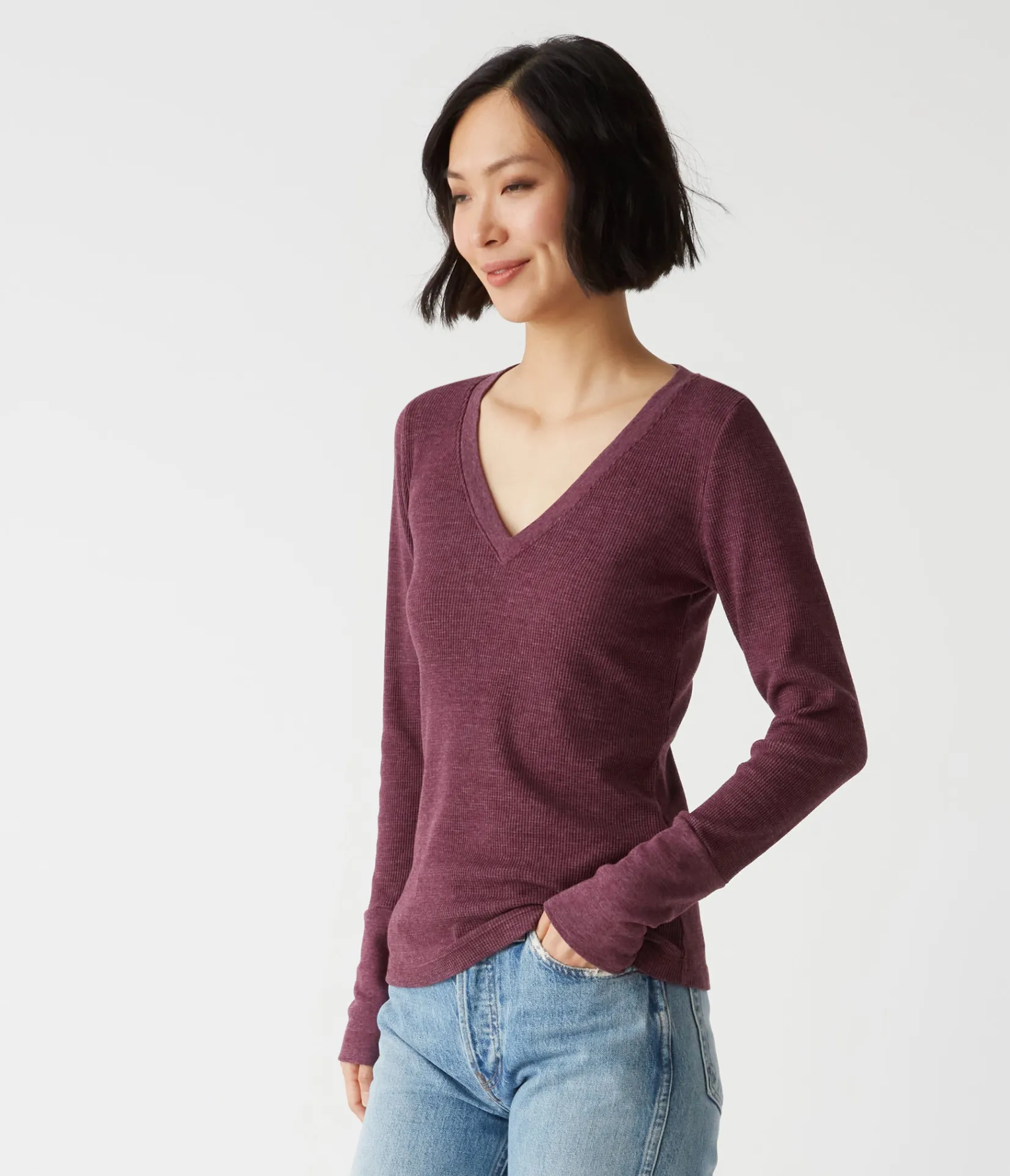 romeo_thermal_vneck_tee_10.webp Michael Stars Romeo Thermal V-Neck Tee- T-Shirts | Loungewear