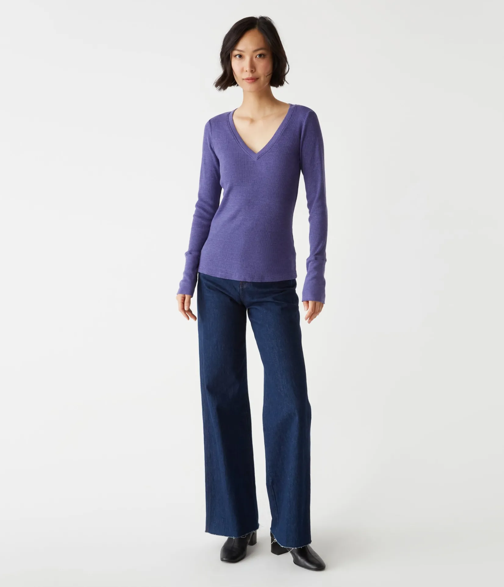 romeo_thermal_vneck_tee_13.webp Michael Stars Romeo Thermal V-Neck Tee- T-Shirts | Loungewear
