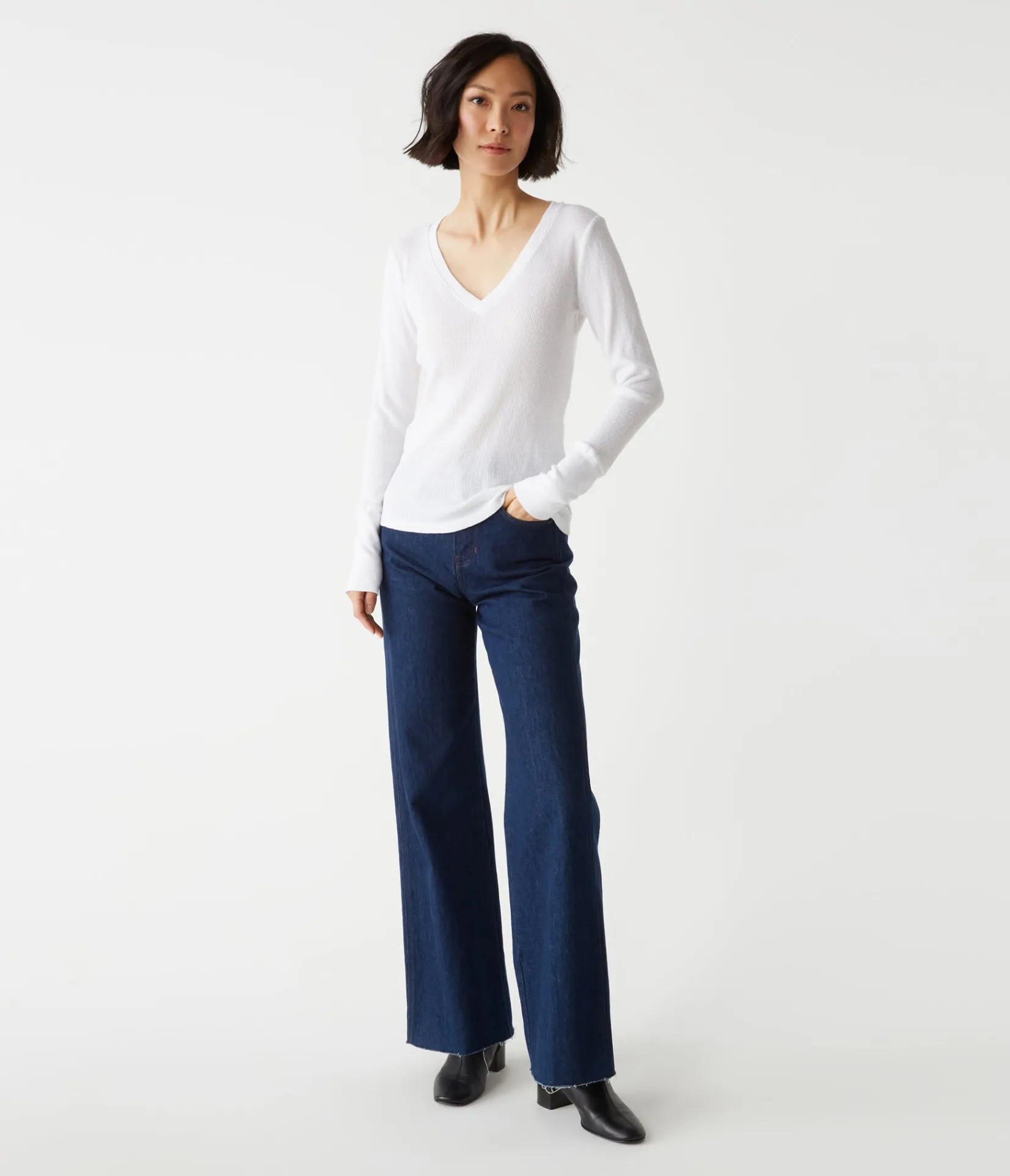 romeo_thermal_vneck_tee_17.webp Michael Stars Romeo Thermal V-Neck Tee- T-Shirts | Loungewear