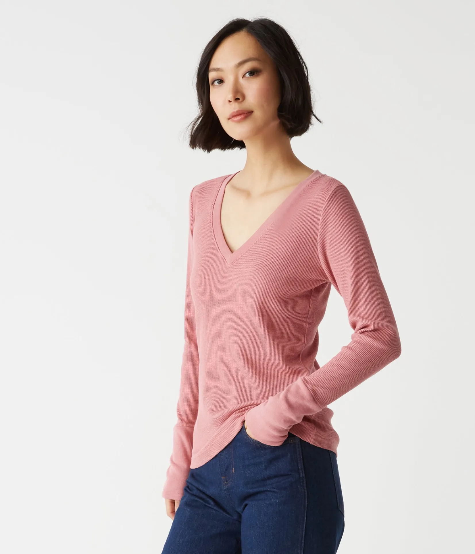 romeo_thermal_vneck_tee_2.webp Michael Stars Romeo Thermal V-Neck Tee- T-Shirts | Loungewear